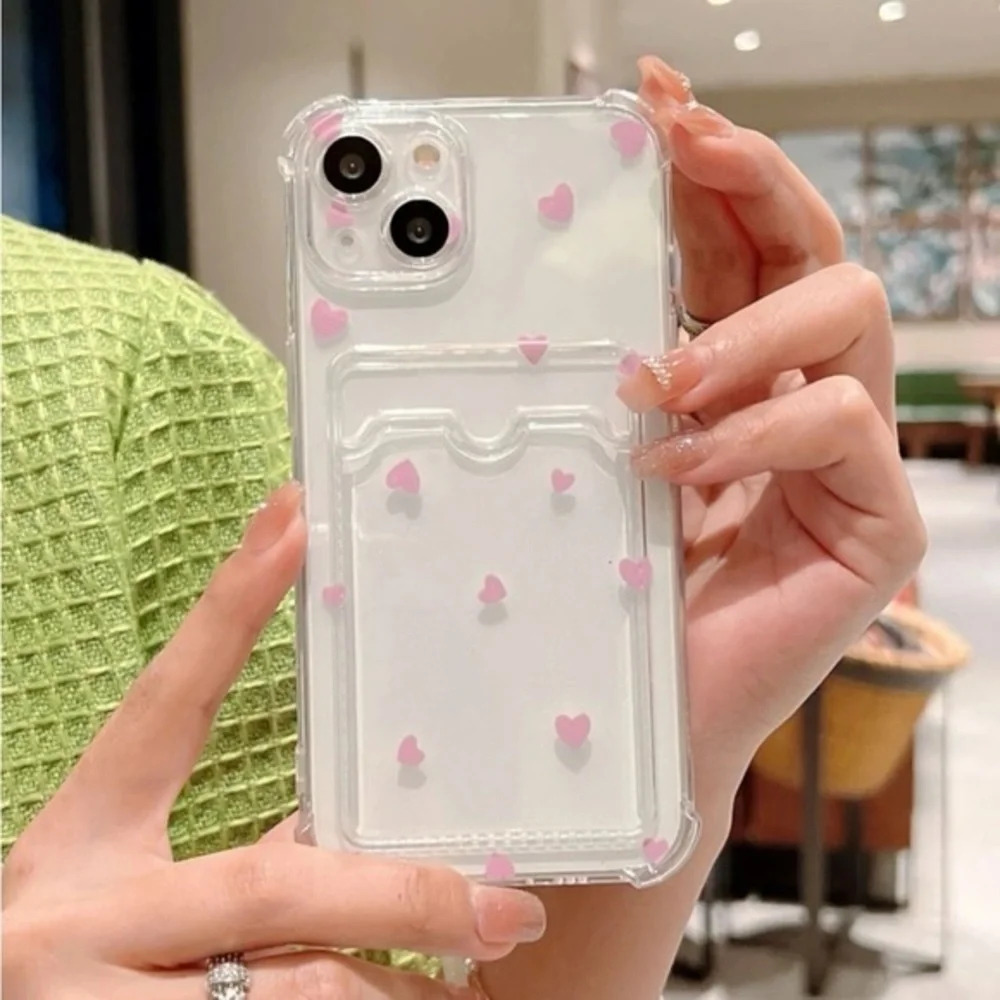 ⚠️Clearance💕iPhone 14/Pro/Pro Max Pink Hearts Phone Case With Card Slot - Picture 2 of 4